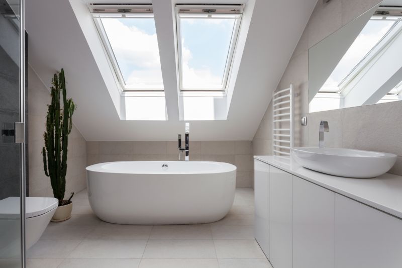 Bathroom with Large Windows and Skylights