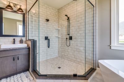 Open Shower with Black Frame